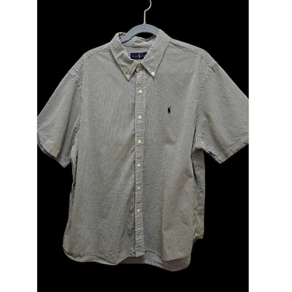 Ralph Lauren Striped Classic Fit Short Sleeve Seersucker Button Down Shirt‎ XXL